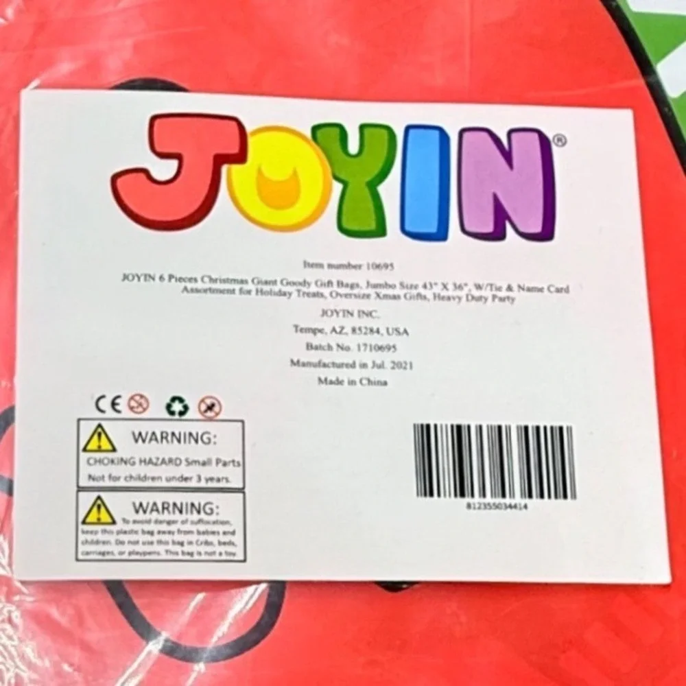JOYIN 6 Pcs Giant Christmas Gift Bags Jumbo 43x36 Heavy Duty Assorted Holiday